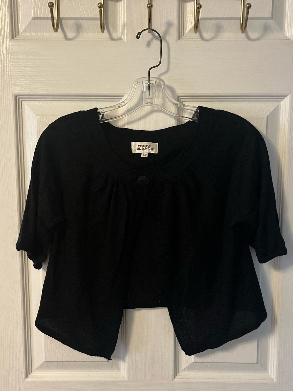 Costa Blanca Black Cropped Short-Sleeve Cardigan